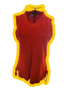 LOFT Red Sleeveless Knit Sweater